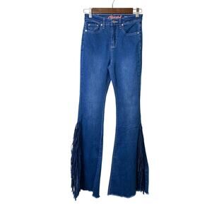 Cowgirl Hardware Blue Flare Fringe Jeans Women's Size 25 NWT